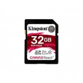 Memory Card SDHC Kingston Canvas React 32GB, Class 10, UHS-I U3, V30, A1