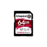 Memory Card SDXC Kingston Canvas React 64GB, Class 10, UHS-I U3, V30, A1