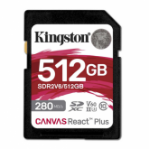Memory SDXC Kingston Canvas React Plus 512GB, Class 10, UHS-II U3, V60