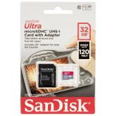 Memory Card microSDXC SanDisk by WD Ultra 32GB, Class 10, UHS-I U1, A1 + Adaptor SD