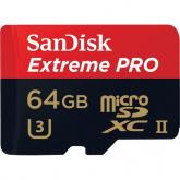 Memory Card microSDXC SanDisk by WD Extreme PRO 64GB, Class 10, UHS-II U3 + Adaptor USB