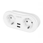 Priza inteligenta Logilink SH0102, 2x Schuko, 2x USB, White