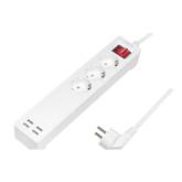 Prelungitor Logilink SH0103, 3x Shucko, 4x USB-A, 1.7m, White