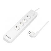 Prelungitor Logilink SH0104, 4x Shucko, 4x USB-A, 1.8m, White