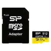 Memory Card microSDXC Silicon Power Inspire 512GB, Class 10, UHS-I U3, V30, A2 + Adaptor SD