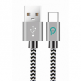 Cablu de alimentare Spacer SPDC-TYPEC-BRD-ZBR-1.0, USB-A - USB-C, 1m, Black-White