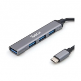 Hub USB Spacer SPHB-TYPEC-4U-01, 3x USB 2.0 + 1x USB 3.0, Gray
