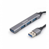 Hub USB Spacer SPHB-USB-4U-01, 1x USB 3.2 gen 1 + 3x USB 2.0, Gray