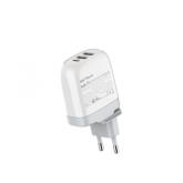 Incarcator retea Serioux QC65WGAN, 2x USB-C, 1x USB, 65W, White