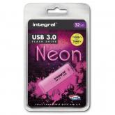 Stick memorie Integral Neon 32GB, USB 3.0, Pink