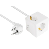 Prelungitor Cable Master SW01-W050, 2 x CEE 7/7 Type EF, 1 x USB-A, 1 x USB-C, 5 m, White
