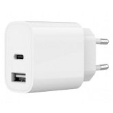 Incarcator retea Gembird TA-UC-2AC12-01, 1x USB-A, 1x USB-C, 2.4A, White