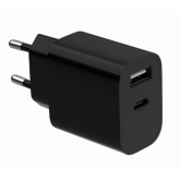 Incarcator retea Gembird TA-UC-2AC12-01-BK, 1x USB-A, 1x USB-C, 2.4A, Black