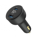 Incarcator auto Gembird TA-UC-AC2PD30LCD-CAR-01, 1x USB-C, 1x USB-A, White