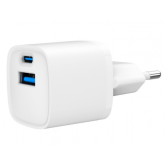 Incarcator retea Gembird TA-UC-PDQC20-W-01, 1x USB-C, 1x USB-A, 3A, White