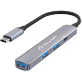 Hub USB Tellur TLL321051, 2 x USB 2.0, 1 x USB 3.2 gen 1, 1 x USB-C, Gray