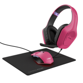 Kit Trust GXT790P TRIDOX 3-IN-1 - Mouse Optic, USB, Pink + Casti cu microfon, USB, Pink + Mouse Pad, Black