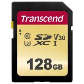 Memory Card SDXC Transcend 500S 128GB, Class 10, UHS-I U3, V30
