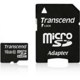 Memory Card microSDHC Transcend 16GB, Class 10 + Adaptor SD