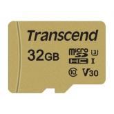 Memory Card microSDHC Transcend 500S 32GB, Class 10, UHS-I U3, V30 + Adaptor SD