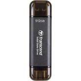 SSD portabil Transcend ESD310C, 512GB, USB-A/C 3.1, Black