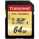 Memory Card SDXC Transcend Ultimate 64GB, Class 10, UHS-I U3