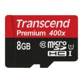 Memory Card microSDHC Transcend Premium 400x 8GB, Class 10, UHS-I U1