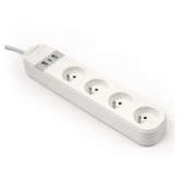 Prelungitor Gembird TSL-PS-F4U-01-W, 4 x Schuko, 2 x USB-A, 1 x USB-C, White