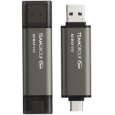 SSD portabil TeamGroup X2 MAX, 2TB, USB-C/A 3.1, Black-Gray