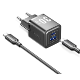 Incarcator retea Vention TZ-FEQB0-EU-01, 1 x USB-A, 1 x USB-C, 1 m, Black
