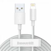 Cablu de date Baseus Simple Wisdom TZCALZJ-02 USB - Lightning, 1.5m, White, 2Pack