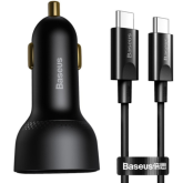 Incarcator auto Baseus Multi-Port, 1 x USB-C, 1 x USB-A, 100 W, Black