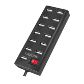 Hub USB Logilink UA0126, 13x USB 2.0, Black