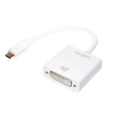 Adaptor Logilink UA0245A, USB-C male - DVI male, White
