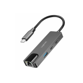 HUB USB Logilink UA0432, 1 x USB 3.2 gen 1, 2 x USB-C, 1 x RJ45, Space grey