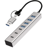 Hub USB Logilink UA0442, 4 x USB 3.2 gen 1, 3 x USB-C, Gray