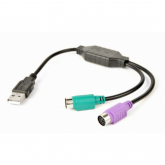 Cablu Gembird UAPS12-BK, USB male - 2x PS/2, 0.3m, Black
