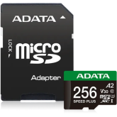 Memory Card MicroSDXC A-Data Speed Plus, 256GB, Clasa 10, UHS-I U3, V30, A2 + Adaptor SD