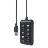 Hub USB Gembird UHB-U2P10P-01, 10x USB 2.0, Black