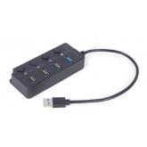 Hub USB Gembird UHB-U3P1U2P3P-01, 3x USB 2.0, 1x USB 3.1, Black