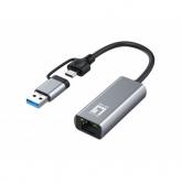 Placa de retea Level One USB-0423, USB-C/USB-A, Grey