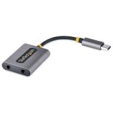 Adaptor audio Startech USBC-AUDIO-SPLITTER, 2x 3.5mm jack - USB-C, Gray