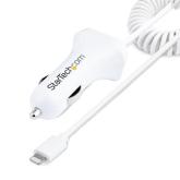 Incarcator auto Startech USBLT2PCARW2, 1x USB-A, 1x Lightning male, White