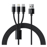 Cablu de date Veger V303, USB 3.0 - Lightning/USB-C/micro USB, 1.5m, Black