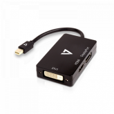 Adaptor V7 V7MDP-DPDVIHDMI-1E, Mini DisplayPort - DisplayPort,  DVI-D, HDMI, Black