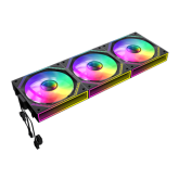 Kit Ventilatoare Gamemax FN12A-S3I Black, RGB LED, 120mm, Black, 3 bucati