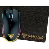 Kit Gamdias Mouse optic Zeus E1, RGB LED, USB, Black + Mouse Pad NYX E1, Black