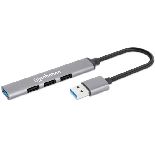 HUB USB Manhattan 168427, 4 x USB 2.0, 1 x USB 3.2 gen 1, Gray