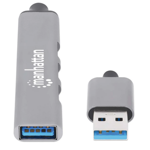 HUB USB Manhattan 168427, 4 x USB 2.0, 1 x USB 3.2 gen 1, Gray