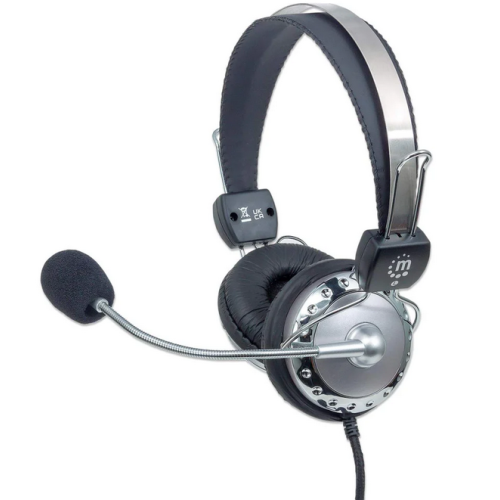 Casti cu microfon Manhattan 175517, 3.5 mm jack, Silver